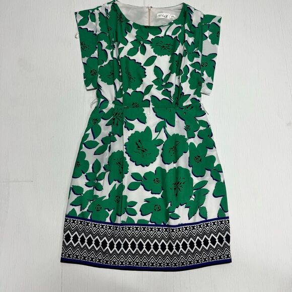 Eliza J Short Sleeve Floral Green Dress Size 4 - Picture 1 of 10